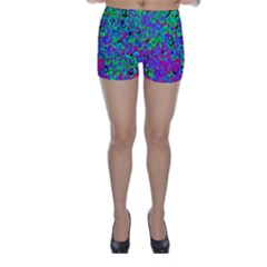 Green Purple Pink Background Skinny Shorts