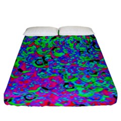 Green Purple Pink Background Fitted Sheet (king Size)