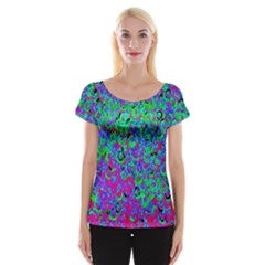 Green Purple Pink Background Women s Cap Sleeve Top