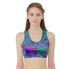 Green Purple Pink Background Sports Bra With Border