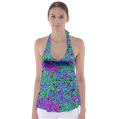 Green Purple Pink Background Babydoll Tankini Top