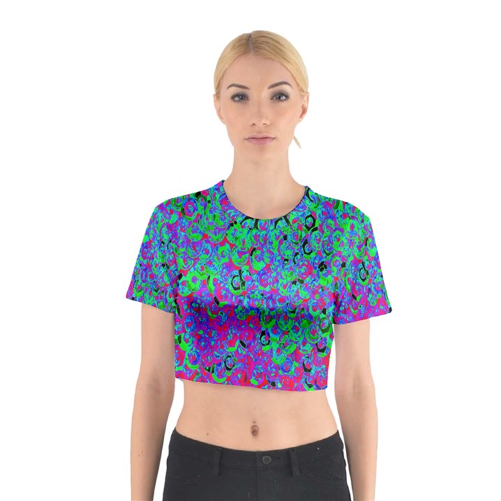 Green Purple Pink Background Cotton Crop Top