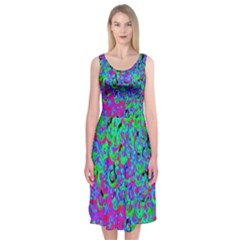 Green Purple Pink Background Midi Sleeveless Dress