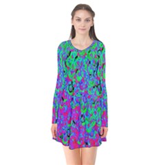 Green Purple Pink Background Flare Dress