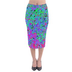 Green Purple Pink Background Velvet Midi Pencil Skirt