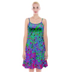 Green Purple Pink Background Spaghetti Strap Velvet Dress