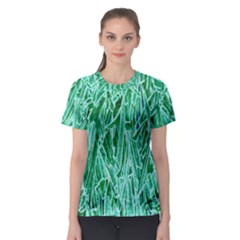 Green Background Pattern Women s Sport Mesh Tee