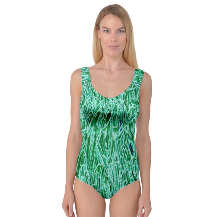 Green Background Pattern Princess Tank Leotard 