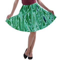 Green Background Pattern A-line Skater Skirt