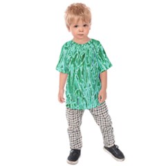 Green Background Pattern Kids  Raglan Tee