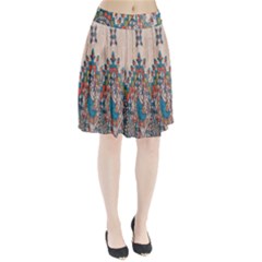 Blue Brown Cloth Design Pleated Skirt by Simbadda