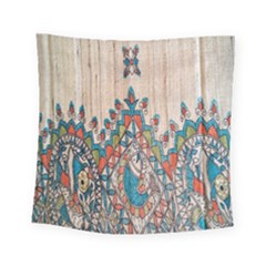 Blue Brown Cloth Design Square Tapestry (small)