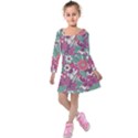 Seamless Floral Pattern Background Kids  Long Sleeve Velvet Dress View1