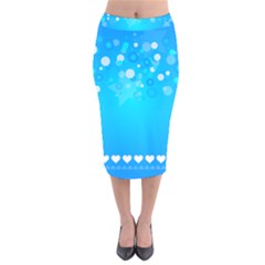 Blue Dot Star Velvet Midi Pencil Skirt