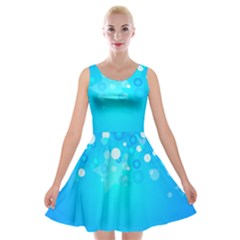 Blue Dot Star Velvet Skater Dress