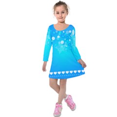 Blue Dot Star Kids  Long Sleeve Velvet Dress by Simbadda