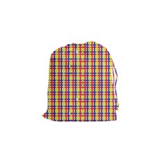 Yellow Blue Red Lines Color Pattern Drawstring Pouches (small) 