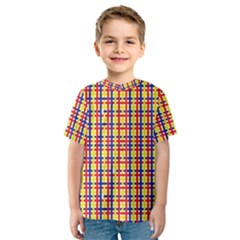 Yellow Blue Red Lines Color Pattern Kids  Sport Mesh Tee