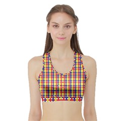 Yellow Blue Red Lines Color Pattern Sports Bra With Border