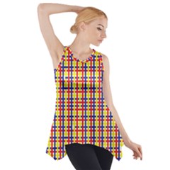 Yellow Blue Red Lines Color Pattern Side Drop Tank Tunic