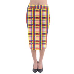 Yellow Blue Red Lines Color Pattern Midi Pencil Skirt