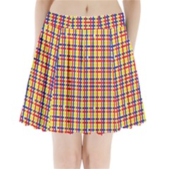 Yellow Blue Red Lines Color Pattern Pleated Mini Skirt