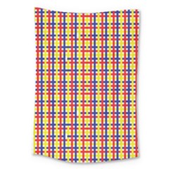 Yellow Blue Red Lines Color Pattern Large Tapestry