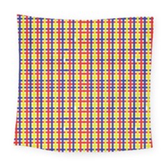 Yellow Blue Red Lines Color Pattern Square Tapestry (large)