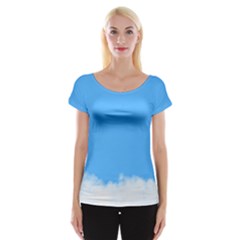 Blue Sky Clouds Day Women s Cap Sleeve Top