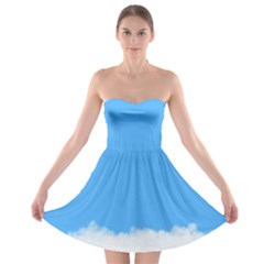 Blue Sky Clouds Day Strapless Bra Top Dress