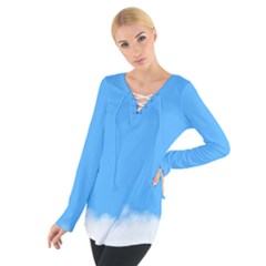 Blue Sky Clouds Day Women s Tie Up Tee by Simbadda