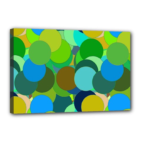 Green Aqua Teal Abstract Circles Canvas 18  X 12  by Simbadda