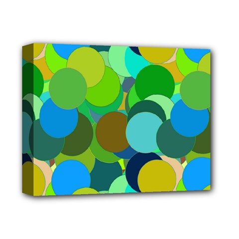 Green Aqua Teal Abstract Circles Deluxe Canvas 14  X 11 