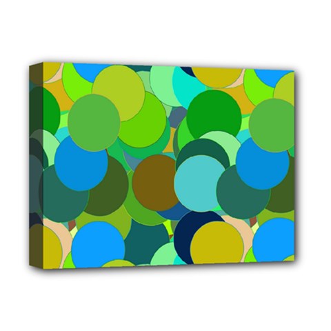 Green Aqua Teal Abstract Circles Deluxe Canvas 16  X 12  