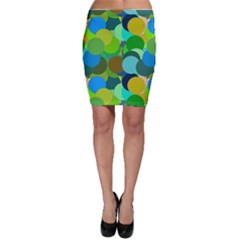 Green Aqua Teal Abstract Circles Bodycon Skirt