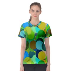 Green Aqua Teal Abstract Circles Women s Sport Mesh Tee