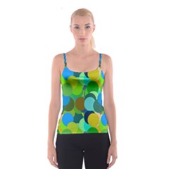 Green Aqua Teal Abstract Circles Spaghetti Strap Top