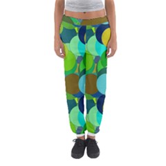 Green Aqua Teal Abstract Circles Women s Jogger Sweatpants