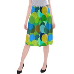 Green Aqua Teal Abstract Circles Midi Beach Skirt by Simbadda