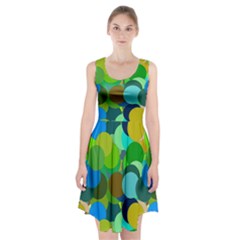 Green Aqua Teal Abstract Circles Racerback Midi Dress