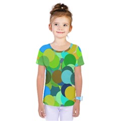 Green Aqua Teal Abstract Circles Kids  One Piece Tee