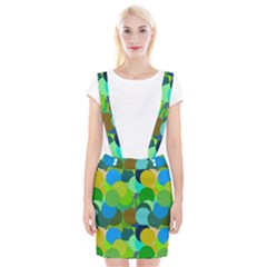 Green Aqua Teal Abstract Circles Suspender Skirt