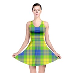 Spring Plaid Yellow Reversible Skater Dress by Simbadda