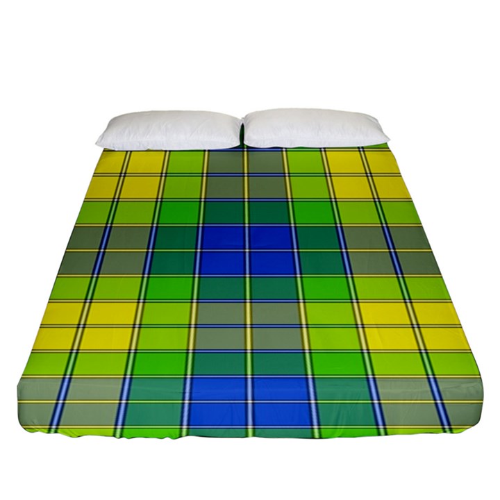 Spring Plaid Yellow Fitted Sheet (King Size)