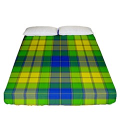 Spring Plaid Yellow Fitted Sheet (california King Size) by Simbadda