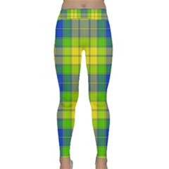 Spring Plaid Yellow Classic Yoga Leggings by Simbadda