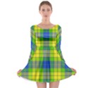 Spring Plaid Yellow Long Sleeve Skater Dress View1