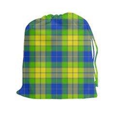 Spring Plaid Yellow Drawstring Pouches (xxl)