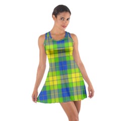 Spring Plaid Yellow Cotton Racerback Dress