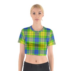 Spring Plaid Yellow Cotton Crop Top by Simbadda